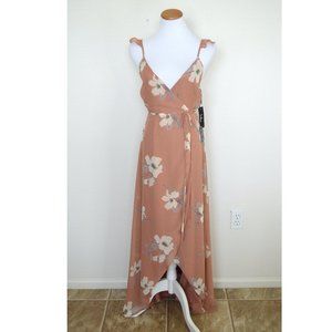 Lulu's All Mine Rusty Rose Floral Print Wrap Dress